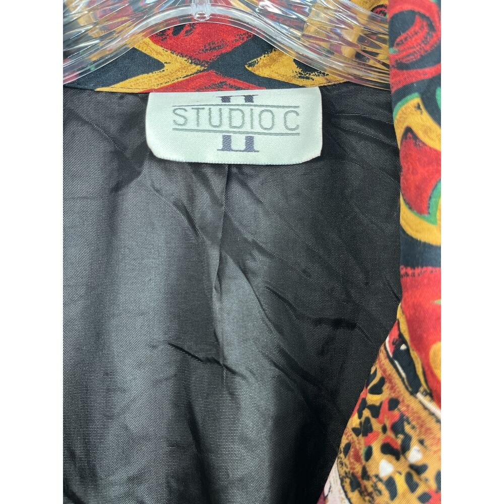 Studio C Button Down Tribal Short Sleeve Blouse - Picture 4 of 7